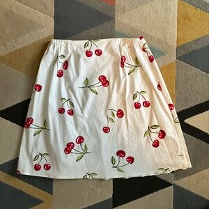 Cherry Print White Skirt
